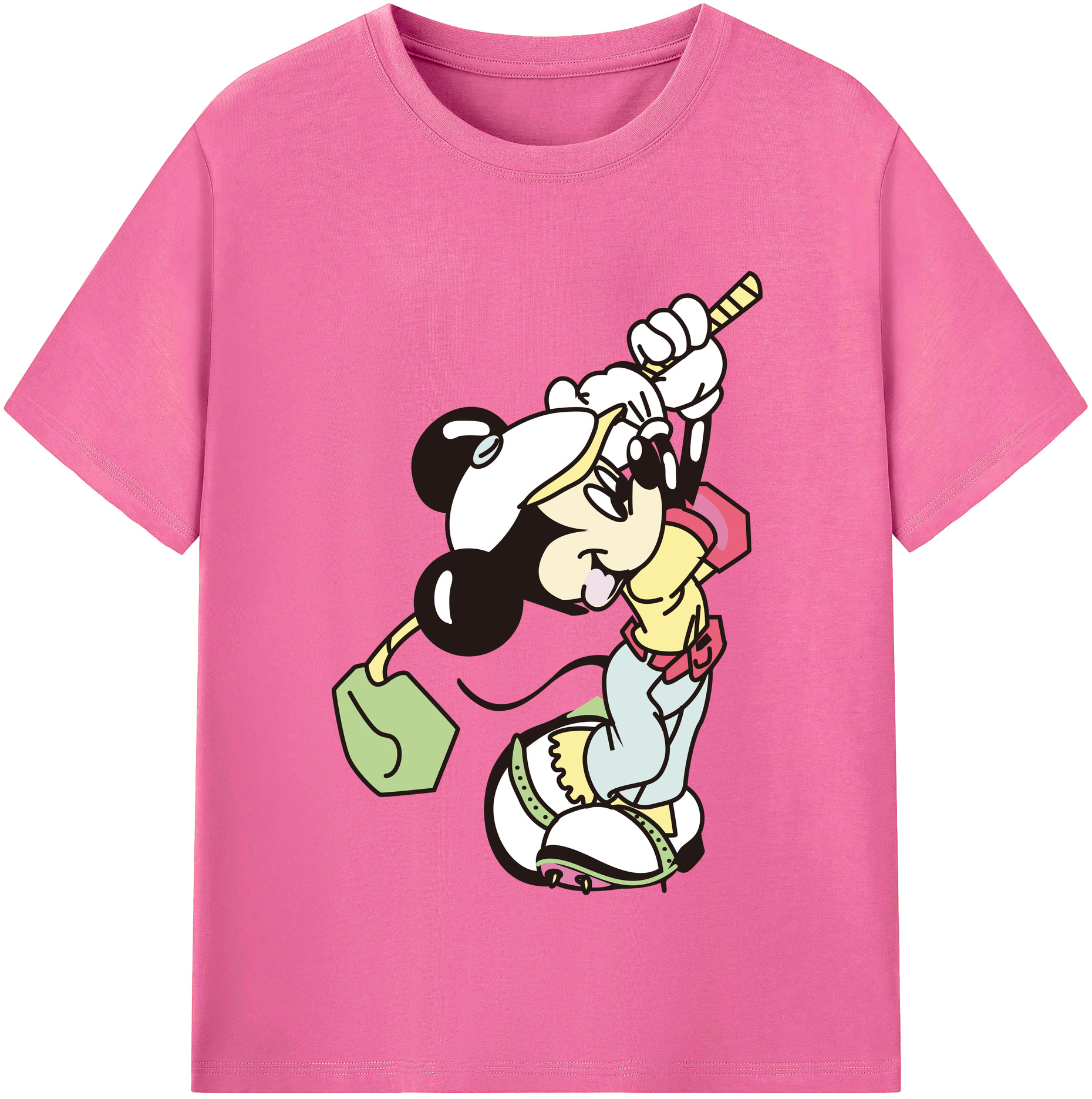 （画像用） ミッキーマウス Mickey Mouse レディースカジュアルプリントTシャツ（綿100％）